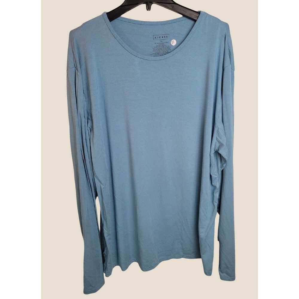 Kickee Long Sleeve Tee Minimalist Bamboo Viscose Spandex Basic Blue XXXL Shirt